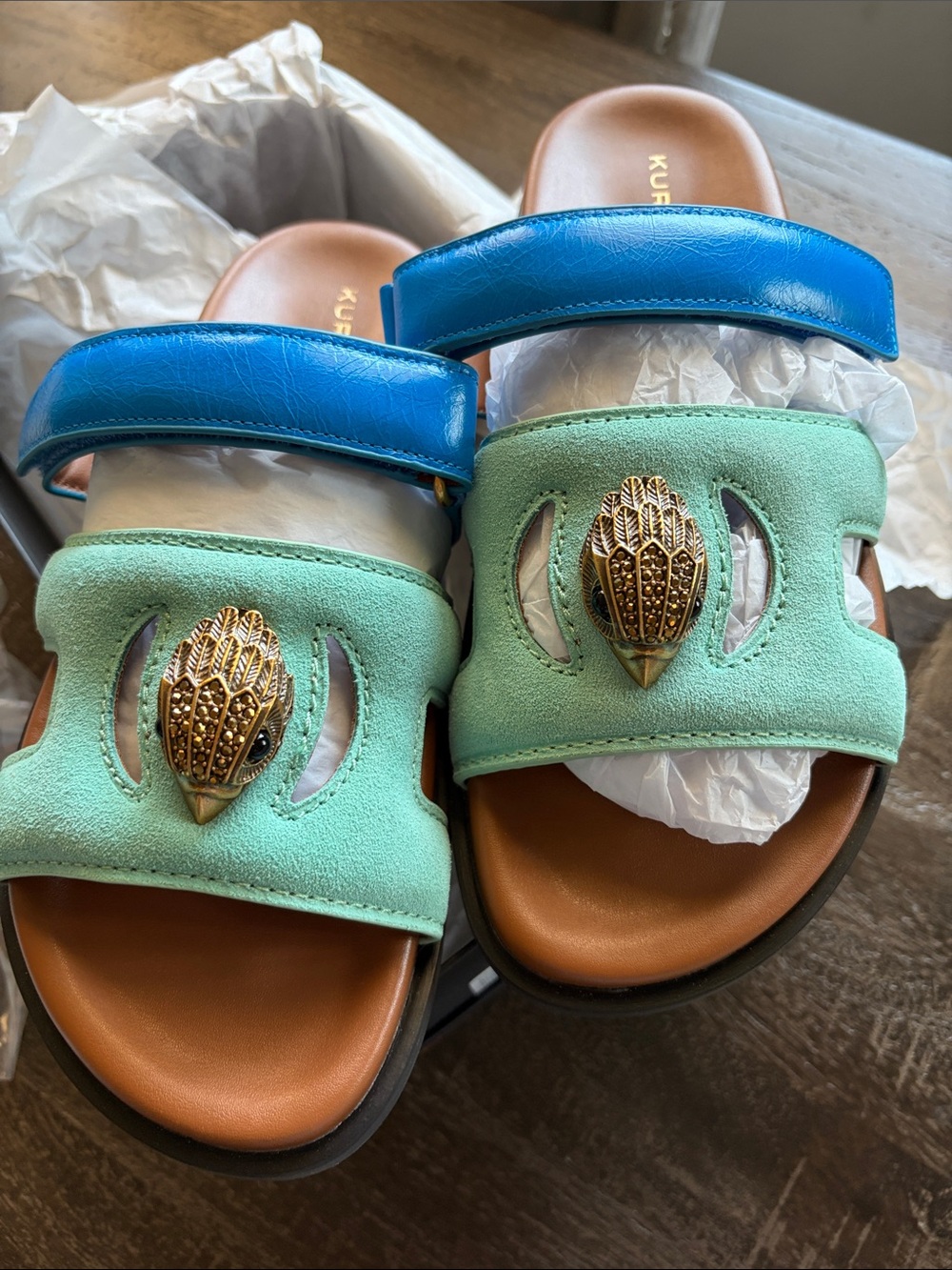 Kurt Geiger eagle cut out slide